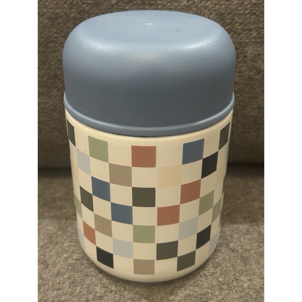 Pillowfort Kids 10 oz Checkered Stainless Steel Food Jar with Spoon